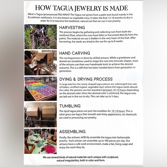 Tagua Fairtrade handmade Necklace & Earrings - Picture 7 of 12